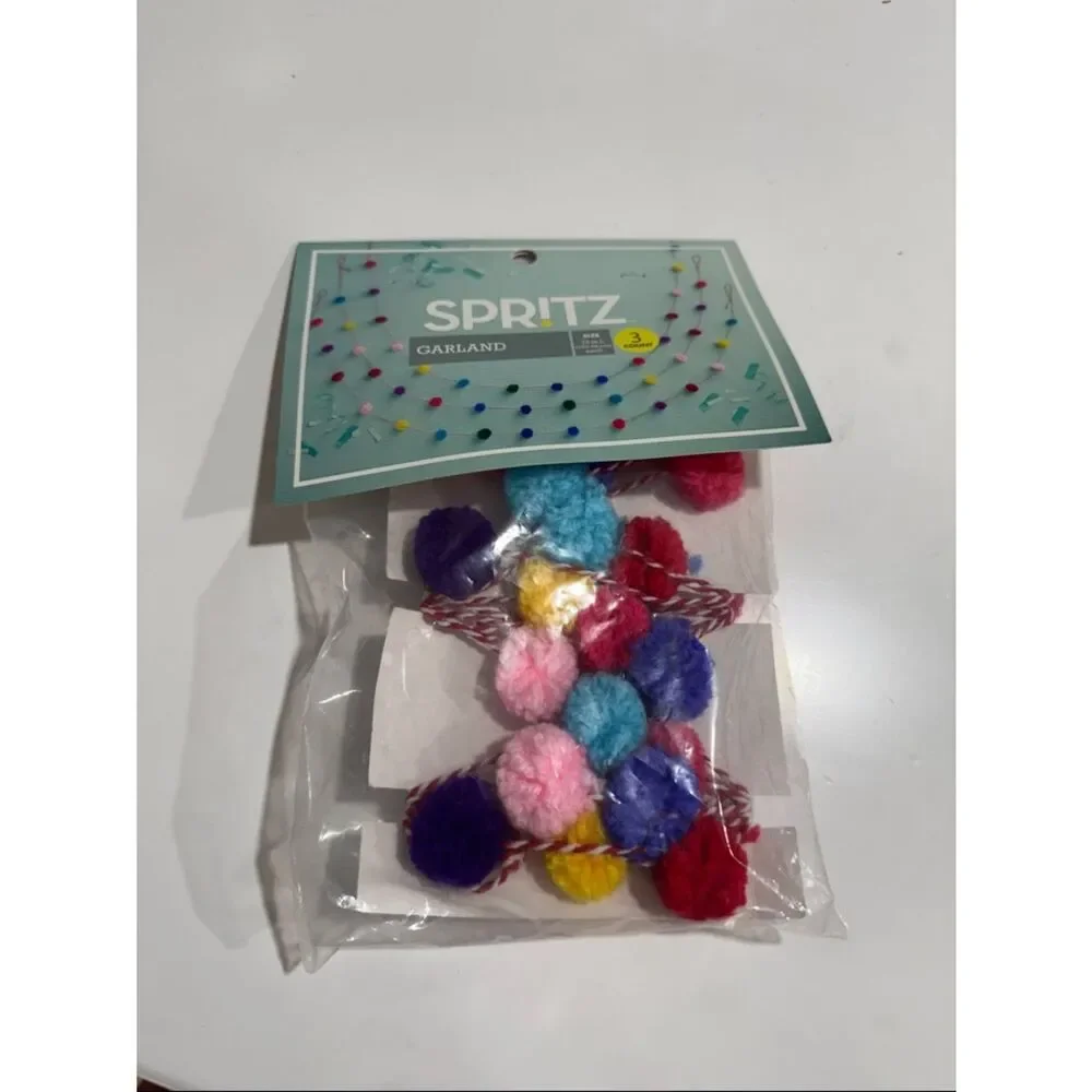 Spritz Kids Pom Pom Garland in Pink, Blue, Purple, Red, Yellow NWT